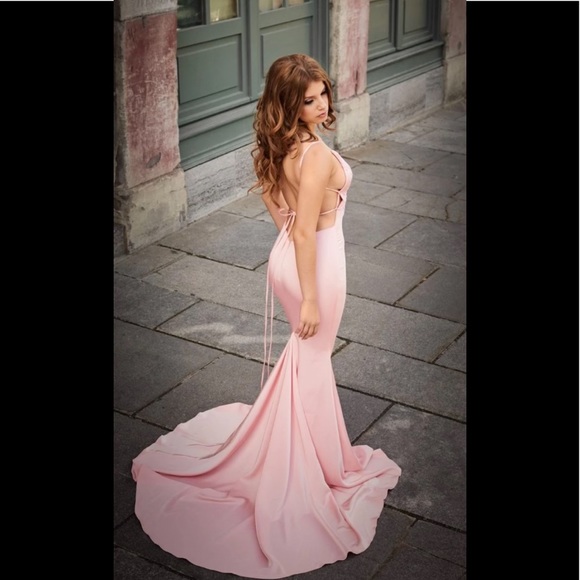 Evening Gown Party Dress Prom dress pink backless size small NWT unaltered silk - Picture 2 of 6